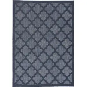 Photo of Navy Blue Geometric Flatweave Area Rug