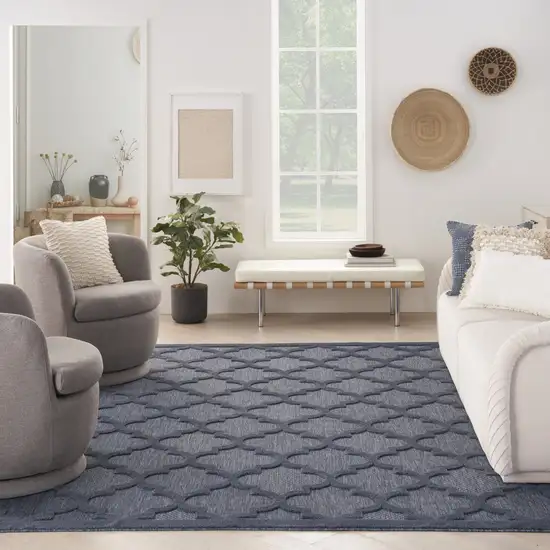 Navy Blue Geometric Flatweave Area Rug Photo 5