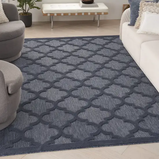 Navy Blue Geometric Flatweave Area Rug Photo 4