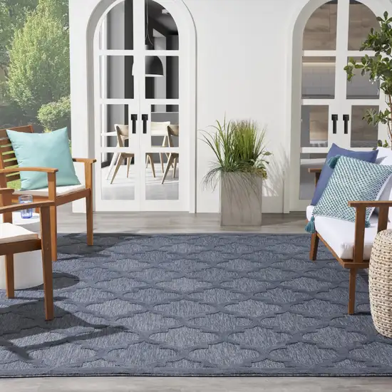 Navy Blue Geometric Flatweave Area Rug Photo 8