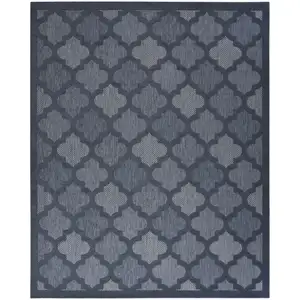 Photo of Navy Blue Geometric Flatweave Area Rug