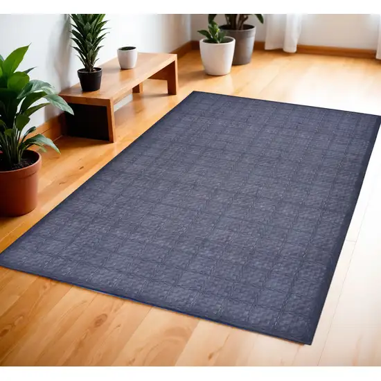 Navy Blue Geometric Power Loom Washable Non Skid Area Rug Photo 1