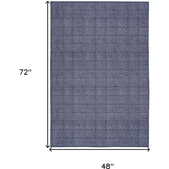 Navy Blue Geometric Power Loom Washable Non Skid Area Rug Photo 3