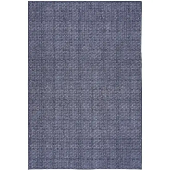 Navy Blue Geometric Power Loom Washable Non Skid Area Rug Photo 2