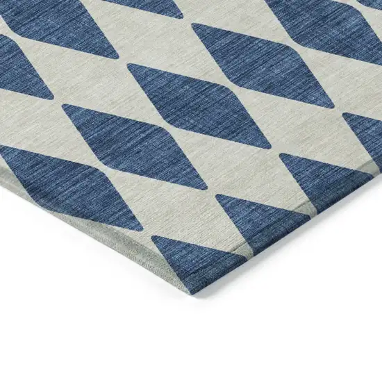 Navy Blue Geometric Washable Indoor Outdoor Area Rug Photo 4