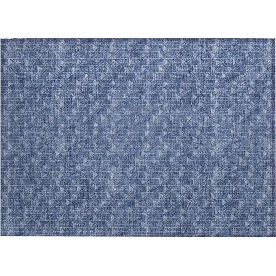 Navy Blue Geometric Washable Non Skid Indoor Outdoor Area Rug Photo 2