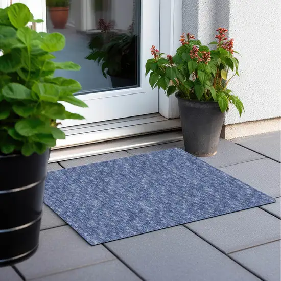 Navy Blue Geometric Washable Non Skid Indoor Outdoor Area Rug Photo 8