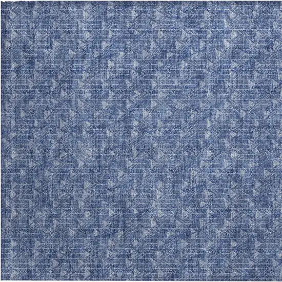 Navy Blue Geometric Washable Non Skid Indoor Outdoor Area Rug Photo 7