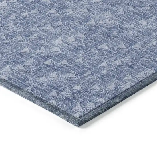 Navy Blue Geometric Washable Non Skid Indoor Outdoor Area Rug Photo 5