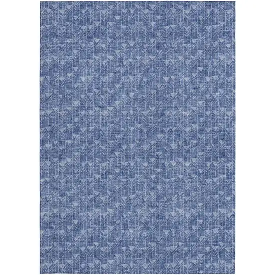 Navy Blue Geometric Washable Non Skid Indoor Outdoor Area Rug Photo 4