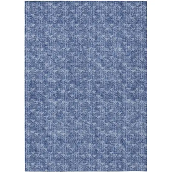 Navy Blue Geometric Washable Non Skid Indoor Outdoor Area Rug Photo 2