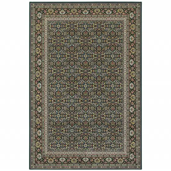 Navy Blue Green Red Ivory And Yellow Oriental Power Loom Stain Resistant Area Rug Photo 1