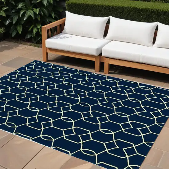 Blue Moroccan Indoor Outdoor Area Rug Photo 1