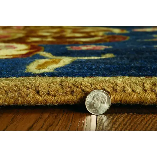 Navy Blue Hand Tufted Traditional Floral Indoor Area Rug Photo 8