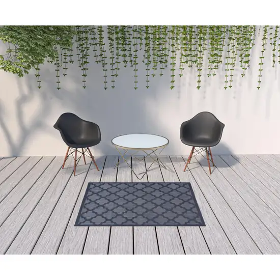 Navy Blue Ikat Indoor Outdoor Area Rug Photo 2