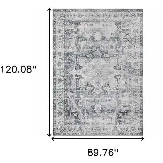 Gray and Ivory Oriental Non Skid Area Rug Photo 3