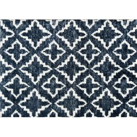 Navy Blue Moroccan Machine Tufted Area Rug With UV Protection Photo 1