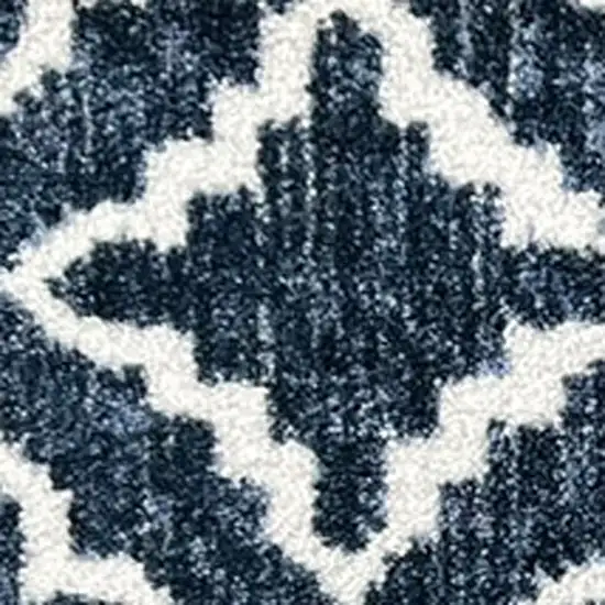 Navy Blue Moroccan Machine Tufted Area Rug With UV Protection Photo 4