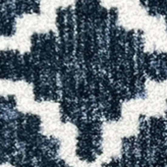 Navy Blue Moroccan Machine Tufted Area Rug With UV Protection Photo 3