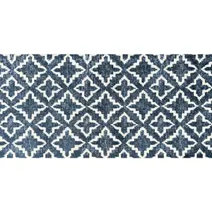 Photo of Navy Blue Moroccan Machine Tufted Area Rug With UV Protection