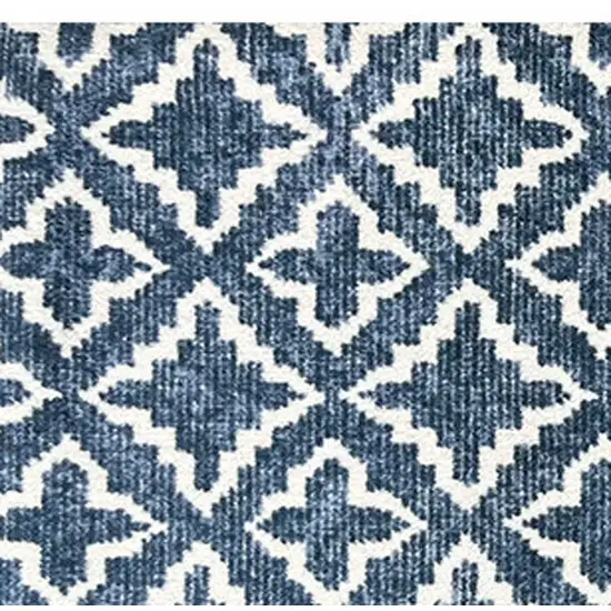 Navy Blue Moroccan Machine Tufted Runner Rug With UV Protection Photo 4