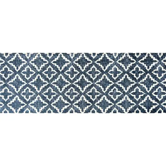 Navy Blue Moroccan Machine Tufted Runner Rug With UV Protection Photo 1