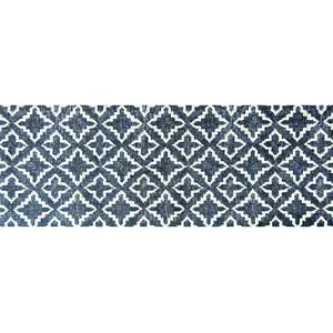 Photo of Navy Blue Moroccan Machine Tufted Runner Rug With UV Protection