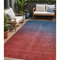 Photo of Navy Blue Ombre Washable Non Skid Indoor Outdoor Area Rug