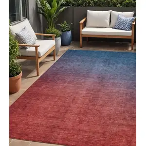 Photo of Navy Blue Ombre Washable Non Skid Indoor Outdoor Area Rug