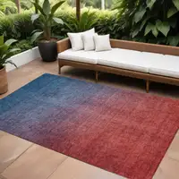 Photo of Navy Blue Ombre Washable Non Skid Indoor Outdoor Area Rug