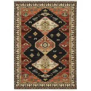 Photo of Navy Blue Oriental Power Loom Runner Rug With Fringe