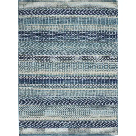 Navy Blue And Ivory Southwestern Area Rug Photo 1