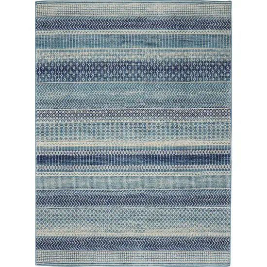 Navy Blue And Ivory Southwestern Area Rug Photo 3