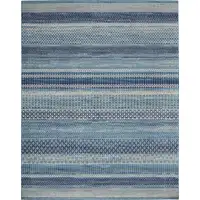 Photo of Navy Blue Ornate Stripes Area Rug