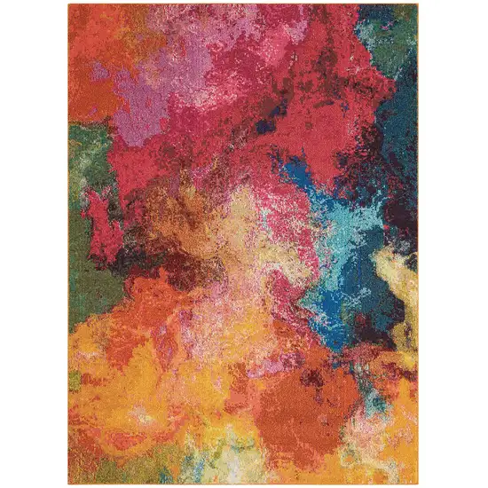 Navy Blue Red and Orange Abstract Non Skid Area Rug Photo 2