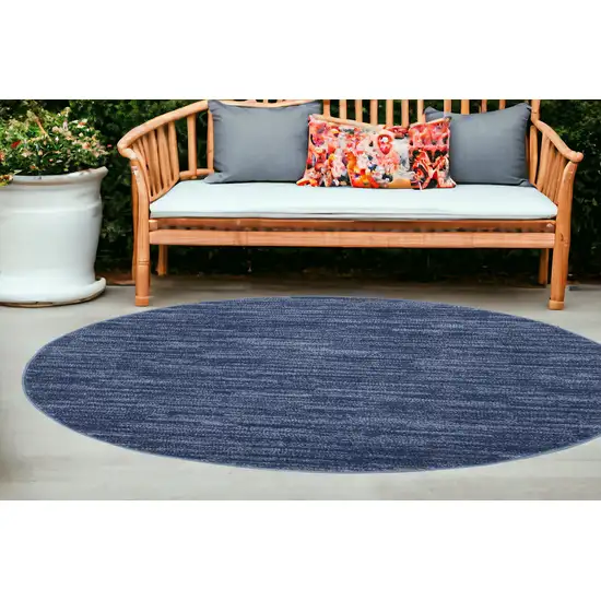 8' Blue Round Non Skid Indoor Outdoor Area Rug Photo 2