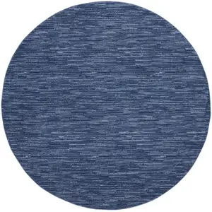 Photo of Navy Blue Round Non Skid Indoor Outdoor Area Rug