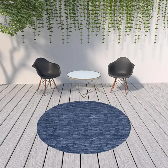 Navy Blue Round Non Skid Indoor Outdoor Area Rug Photo 2