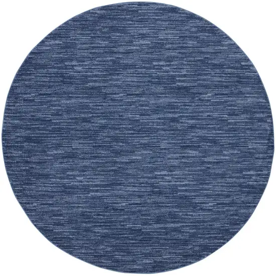 8' Blue Round Non Skid Indoor Outdoor Area Rug Photo 3