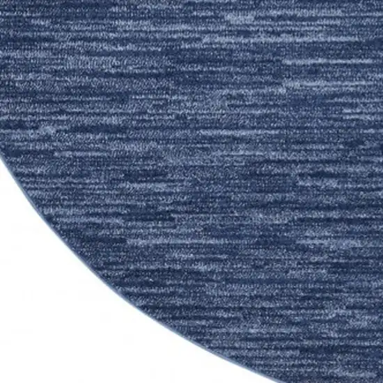 8' Blue Round Non Skid Indoor Outdoor Area Rug Photo 4