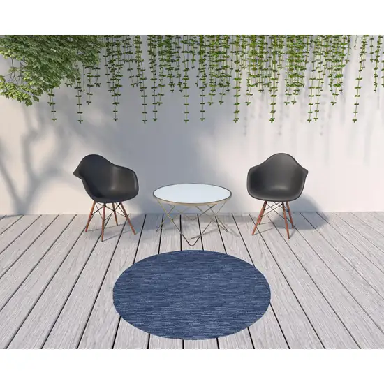 Navy Blue Round Non Skid Indoor Outdoor Area Rug Photo 2