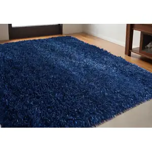 Photo of Navy Blue Shag Hand Tufted Area Rug