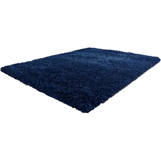 Navy Blue Shag Hand Tufted Area Rug Photo 2