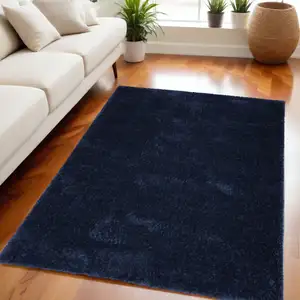 Photo of Navy Blue Shag Power Loom Area Rug