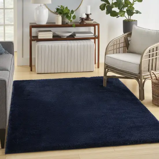 Navy Blue Shag Power Loom Area Rug Photo 6