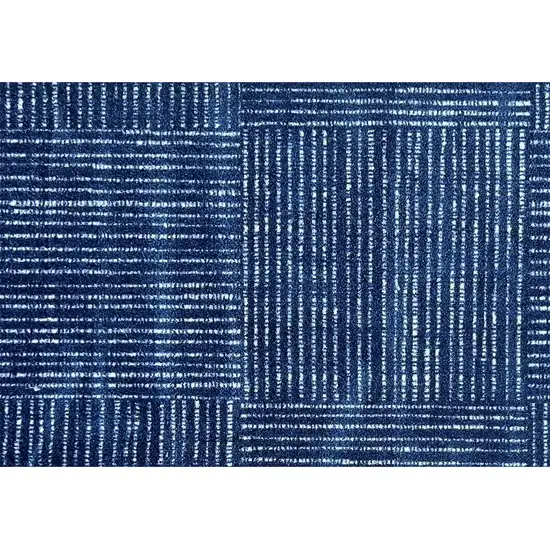 Navy Blue Striped Washable Area Rug With UV Protection Photo 1