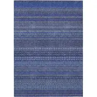 Photo of Navy Blue Striped Washable Non Skid Indoor Outdoor Area Rug