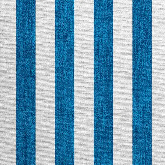 Navy Blue Striped Washable Non Skid Indoor Outdoor Area Rug Photo 6