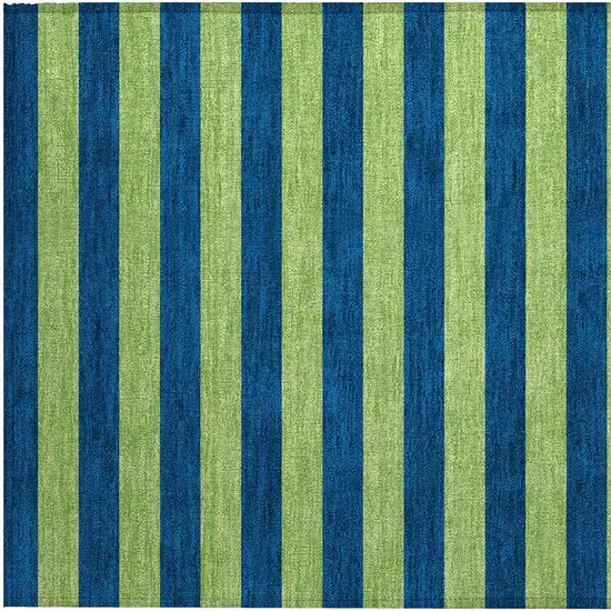 Navy Blue Striped Washable Non Skid Indoor Outdoor Area Rug Photo 4