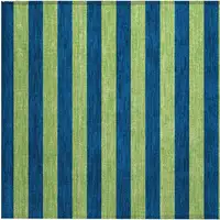 Photo of Navy Blue Striped Washable Non Skid Indoor Outdoor Area Rug